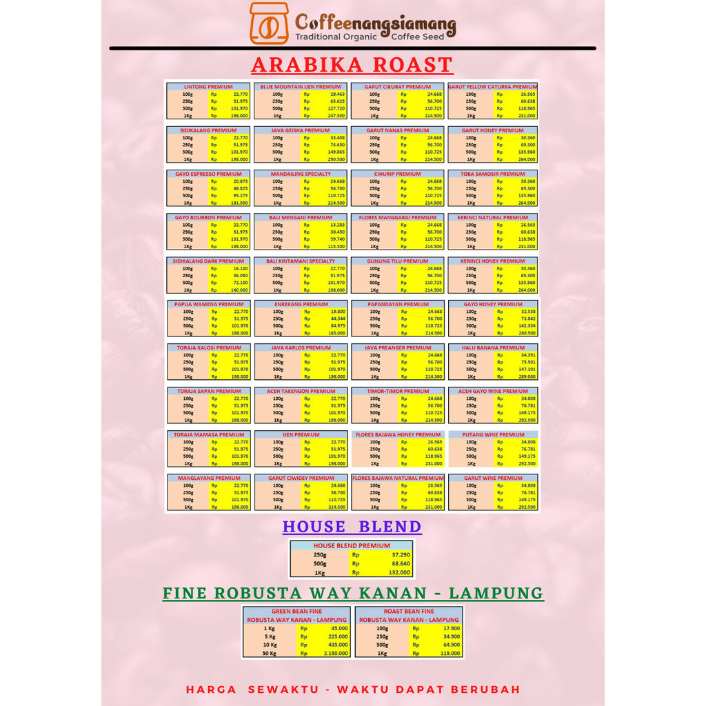 

JAMIN MURAH !!!KOPI ARABIKA PAPUA WAMENA 500g PREMIUM - (Biji/Giling)(BISA LANGSUNG ORDER)
