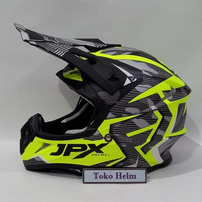 Helm trail JPX cross FOX1 motif X35 - yellow fluo dof, M