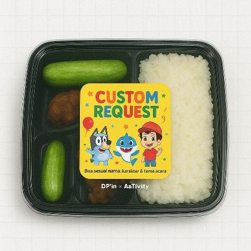 

DpinxAaTivityStiker Label Custom Makanan & Souvenir – Bisa Nama, Karakter & Tema Acara model Kotak / persegi 9 x 6