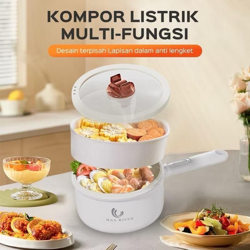 PANCI LISTRIK SERBAGUNA PANCI LAPIS CERAMIC 2 SUSUN MULTI FUNGSI