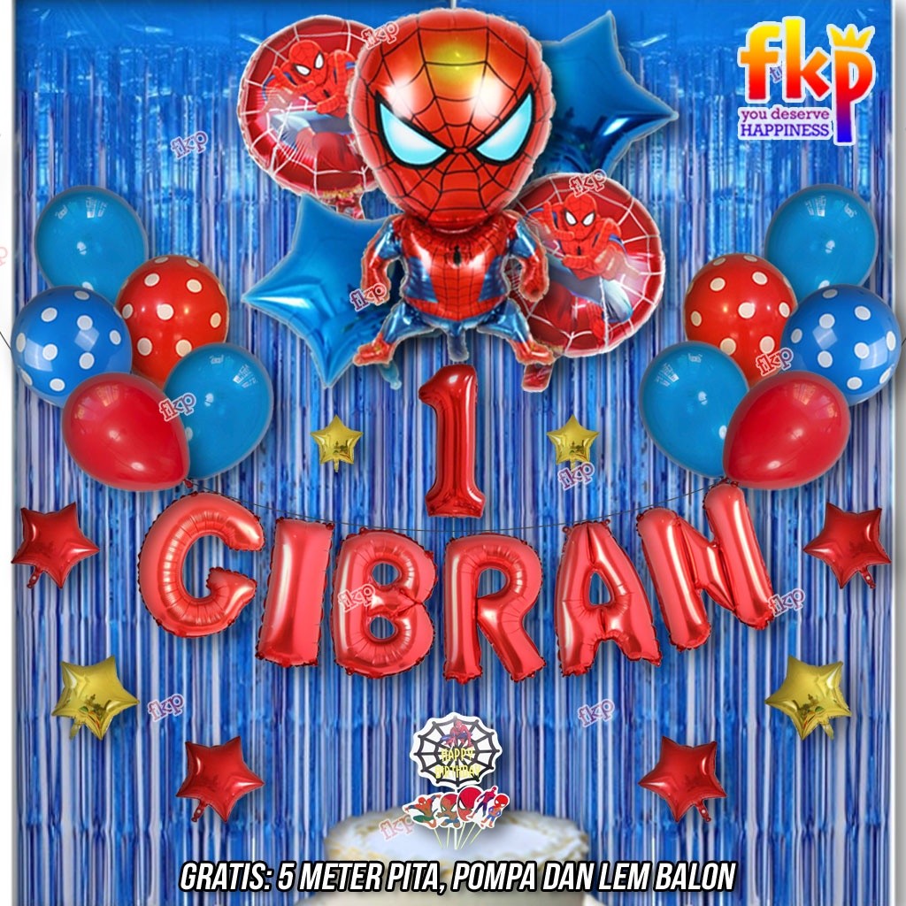 FUN KIDS PARTY Paket Dekorasi Spiderman Lengkap Ulang Tahun Anak Laki / Dekor Balon Ultah Superhero 