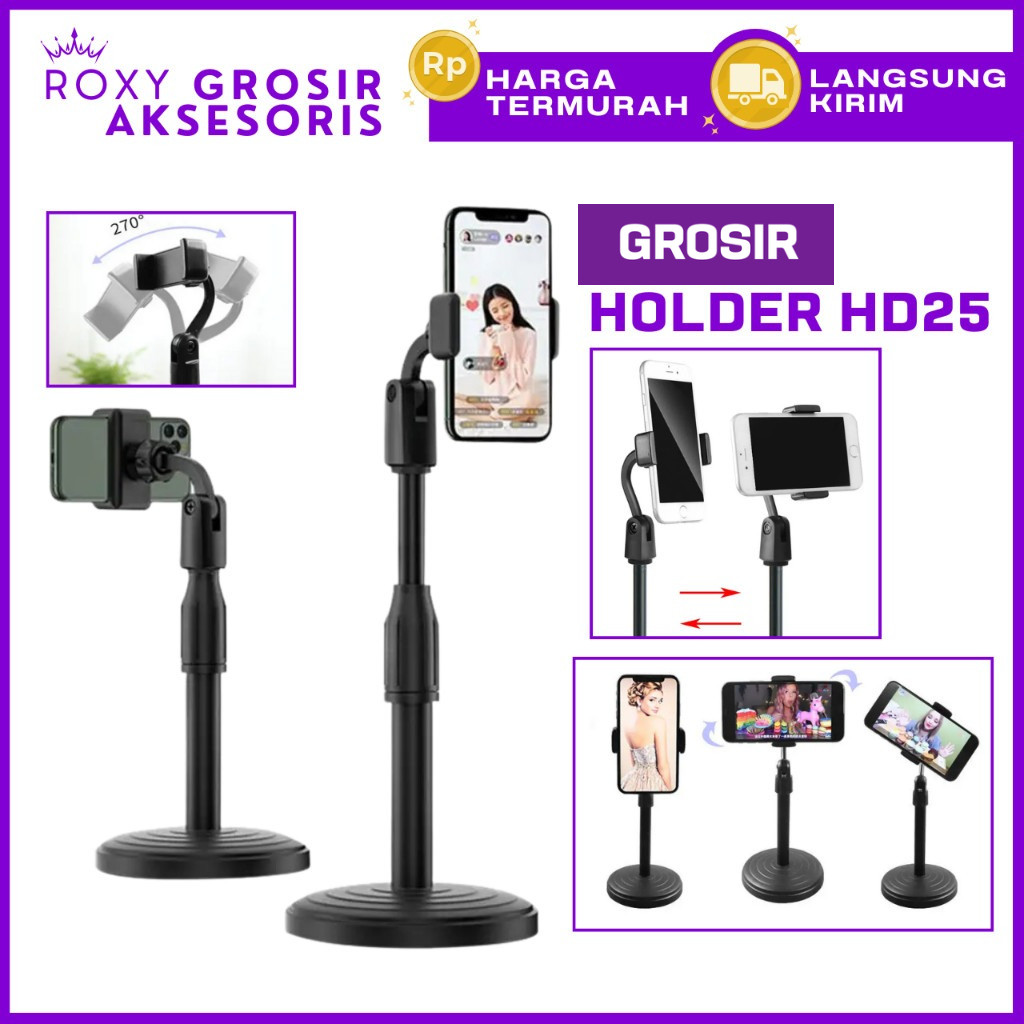 GROSIR - HD25 Stand Phone Holder HD25 Tiang Stand Tatakan HP Live Broadcasting