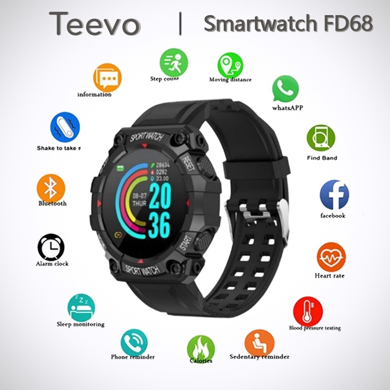 Teevo SmartWatch FD68 Pria Wanita Jam Tangan Pintar Astronaut Watch Face Bluetooth Heart Rate Tahan 