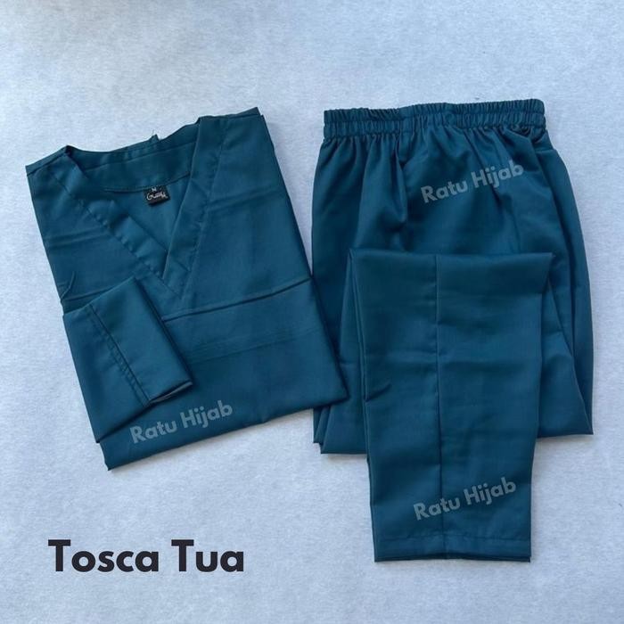 [RatuHijabCilacap] Baju Jaga Oka Lengan 7/8 One set Jaga Perawat Nakes Full Set Celana Pakaian kerja