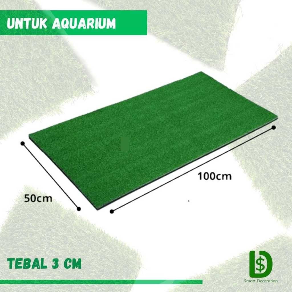 Rumput Sintetis Aquarium 100x50 Untuk Hiasan Aquarium Tebal 3cm Swiss