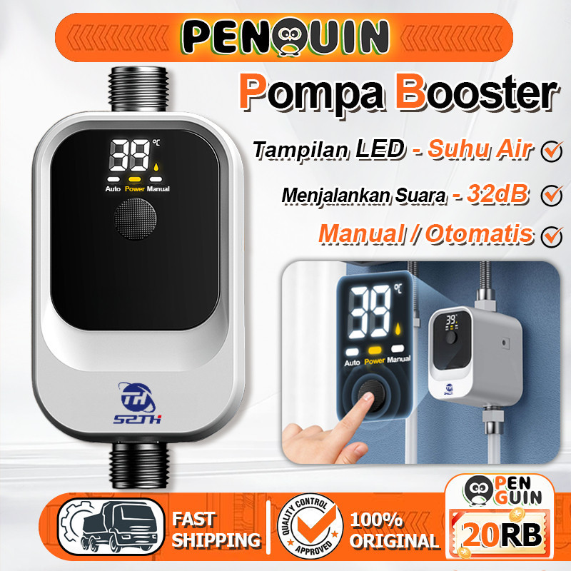 PENGUIN Pompa Booster Pendorong Air  Tampilan Suhu Peningkatan Stabil Booster Pump Mesin Pendorong A