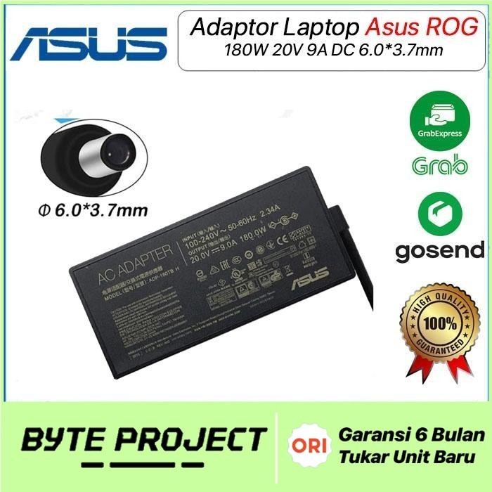 ORI Adaptor Charger laptop Asus ROG 20V 9A 180W ( 6.0*3.7mm ) TUF A15 FX506 FX506I FX506UI 14 G14 GA