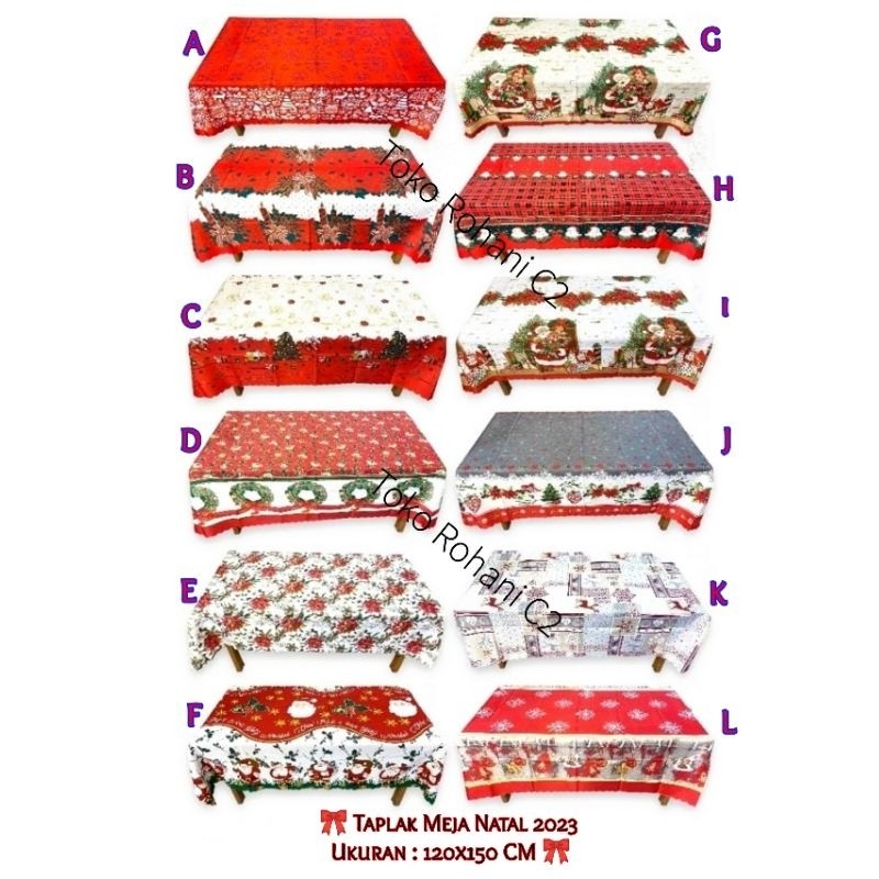 KIBARSTORE - Taplak Meja Natal Segi - Taplak Natal - Taplak Meja Natal - Taplak Meja Natal Kain mura