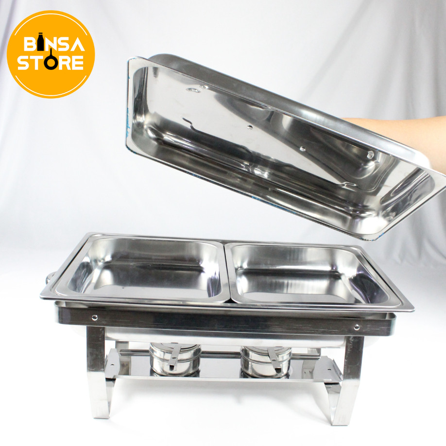 Pemanas Makanan Stainless 2 3 Sekat Prasmanan Chafing Dish Catering Restoran Murah BINSA - ACS (adiy