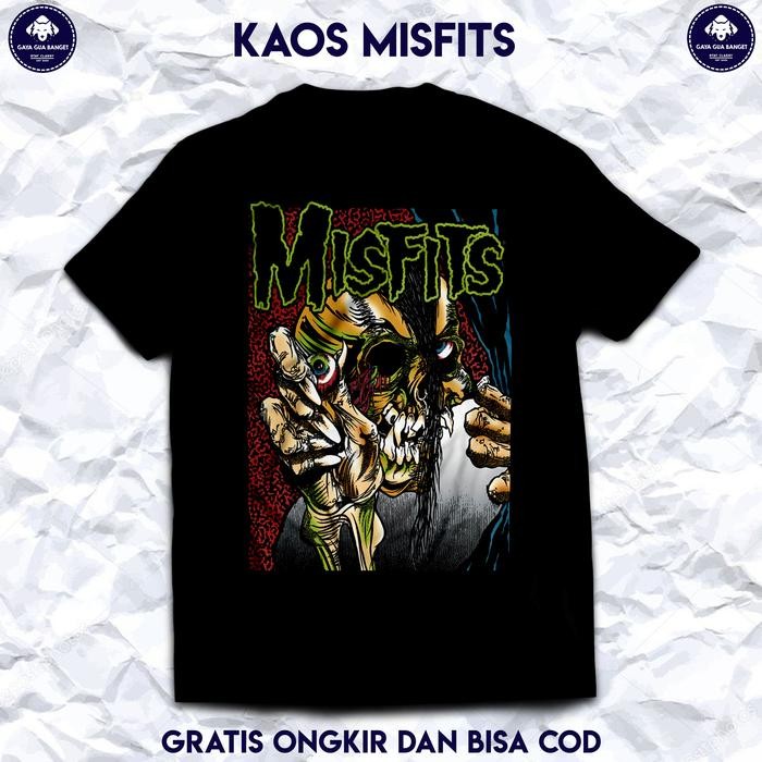 (COD) Kaos Band Punk Misfits Original. Kaos Musik Band Punk Misfits. - S