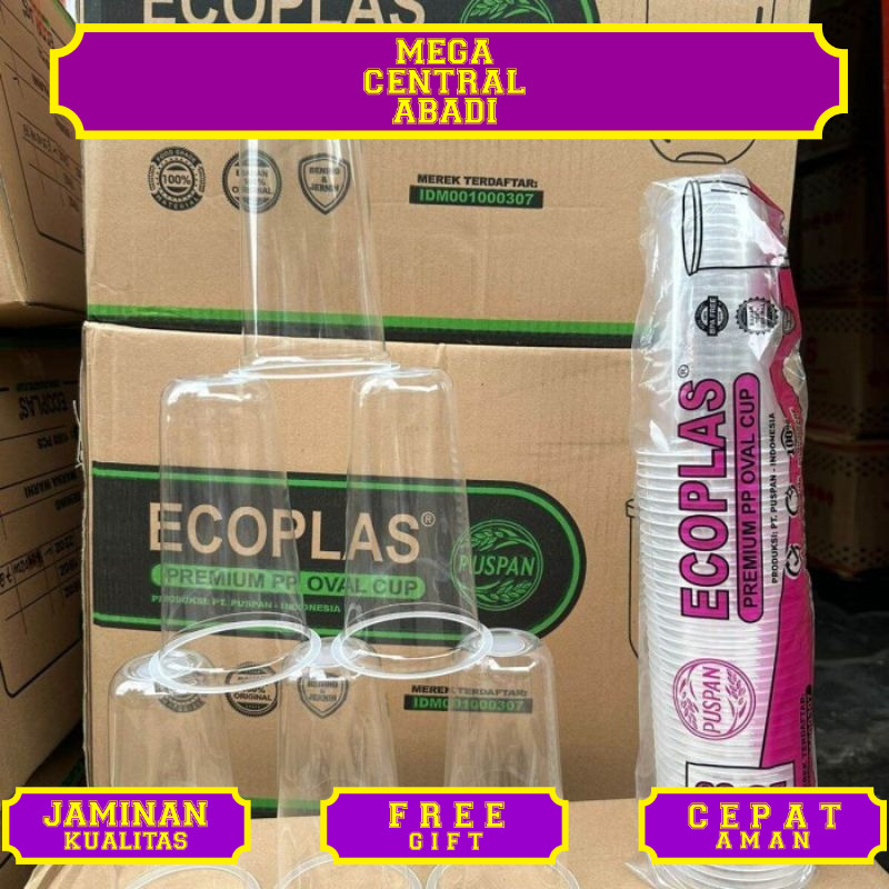 [1 Dus] Gelas 22oz Oval Ecoplas / Gelas Oval 22oz Teh solo
