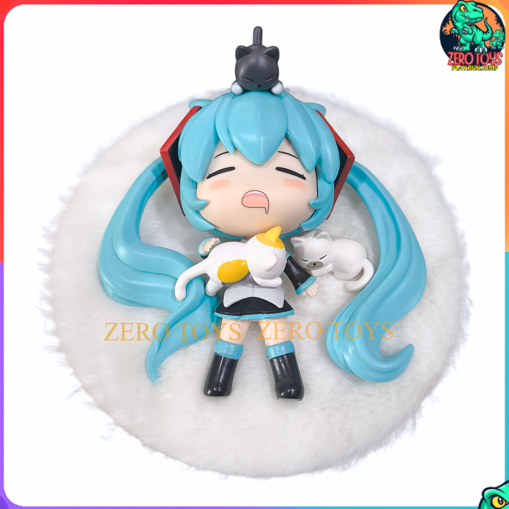 Action Figure Hatsune Miku Sleep With Cat Pillow Q Version Anime