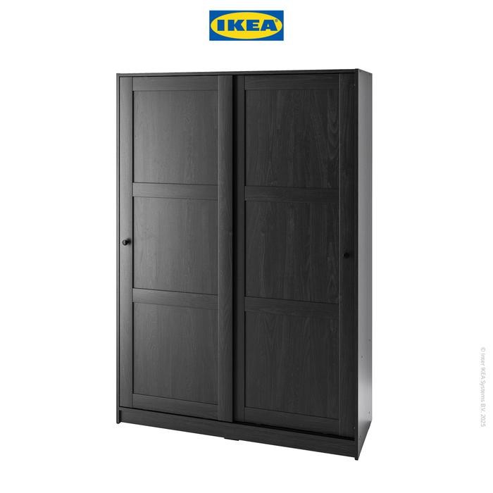 PROMO BIG SALLE IKEA RAKKESTAD Lemari Pakaian Dengan Pintu Geser Hitam 117x176 cm Furniture - Tidak 