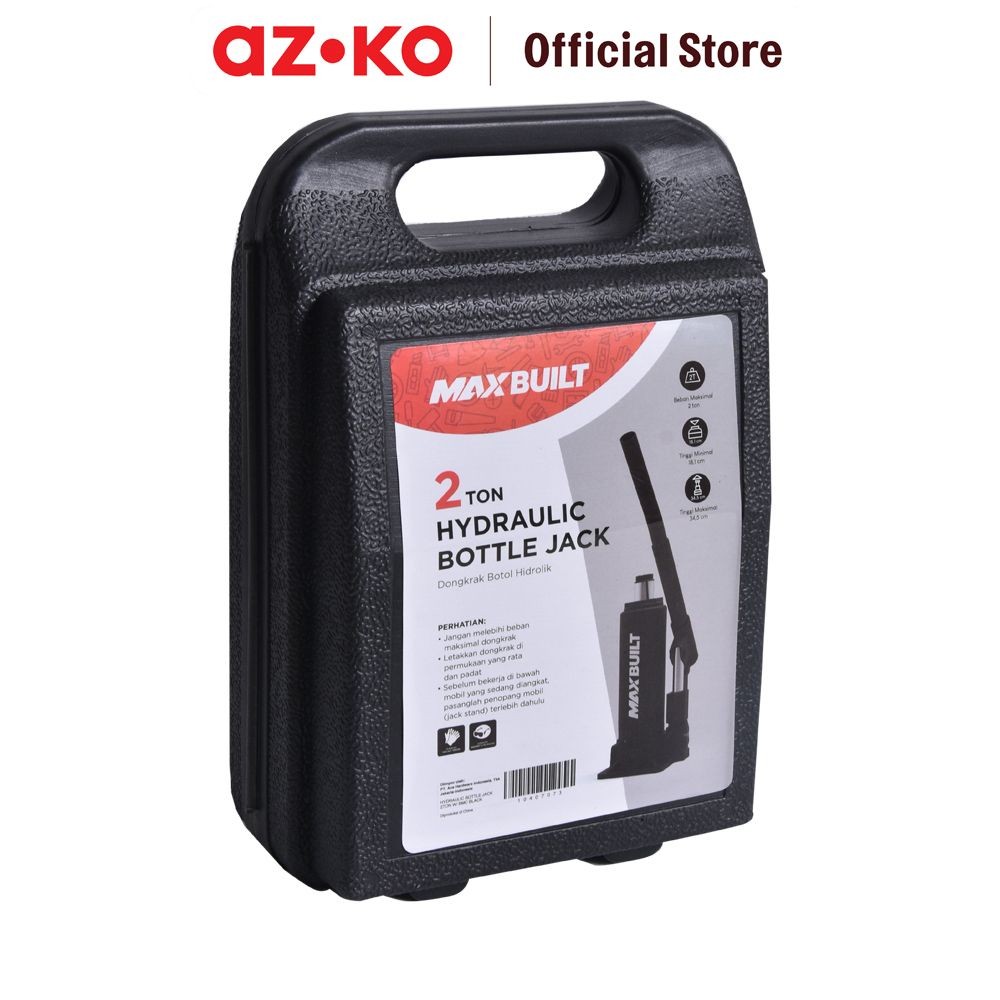 AZKO Maxbuilt Dongkrak Botol 2 Ton - Hitam Hydraulic Bottle Jack Alat Pengangkat Beban Peralatan Mek