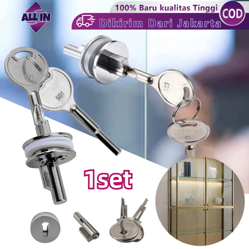 1set Kunci Untuk Etalase Kaca Kunci Lemari Kaca Aluminium Kunci Etalase