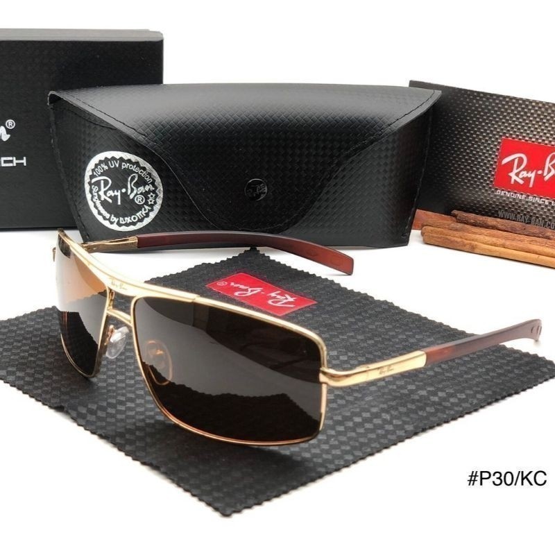 RAY BAN KACAMATA P30 SPORT FASHION LENSA KACA ASLI POLARIZED FRAME TITANIUM METAL ANTI UV PROTECTION