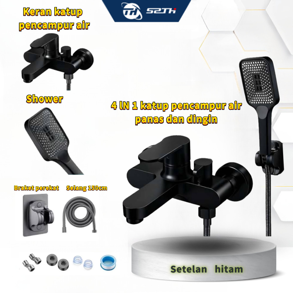 SZTH ​Set Keran Mandi Panel 3 Fungsi untuk Bathup & Shower, Dilengkapi dengan Shower Rain yang Nyama