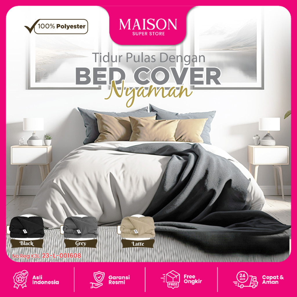 Goto Plush Selimut Bed Cover Dewasa Bedcover Polos Halus Lembut Tebal