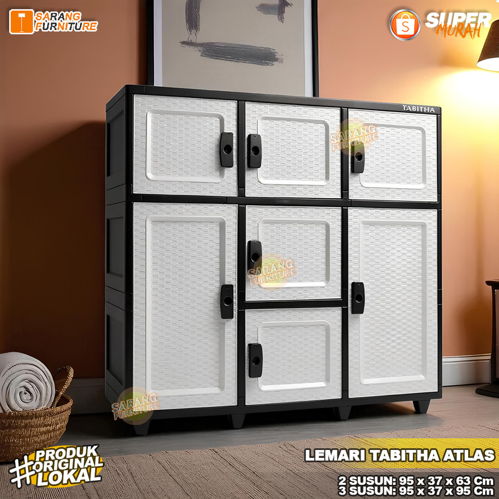 Tabitha Atlas - Lemari Pakaian Plastik Meja TV Rak TV Lemari Pakaian Lemari Buku Lemari TV