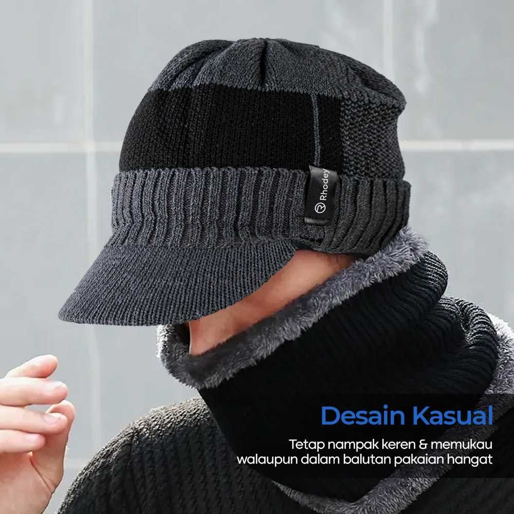 COD Topi Kupluk Pendek Polos Model Wol Rajutan Musim Dingin Hujan Desain Casual Trendy Beanie Hat Ke