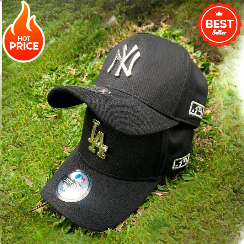 Topi Import Basseball Fashion Logo Besi Silver NY & LA   (MLB BRAND) Pria Wanita Unisex