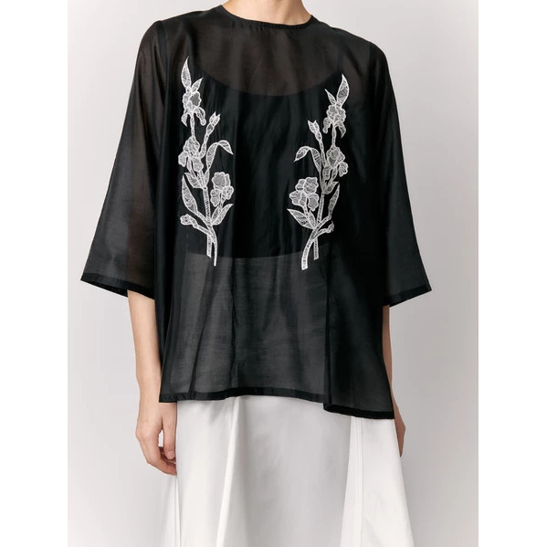 Velora Sheer Blouse Black - Studio Tui