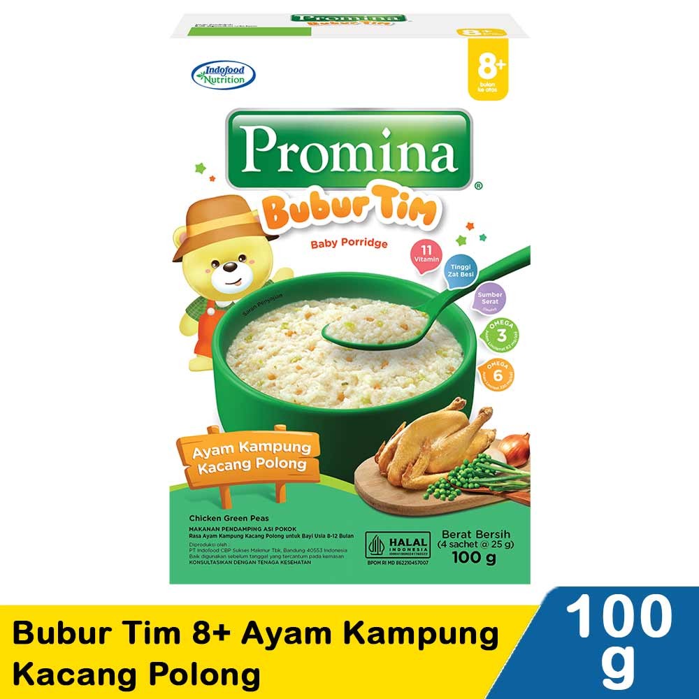 Promina Bubur Tim 8+ Ayam Kampung Kacang Polong 100G
