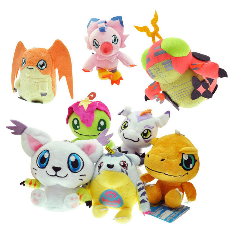12Cm Digimon Adventure Tailmon Agumon Piyomon Palmon Gabumon Patamon Cute Cartoon Anime Plush Keycha