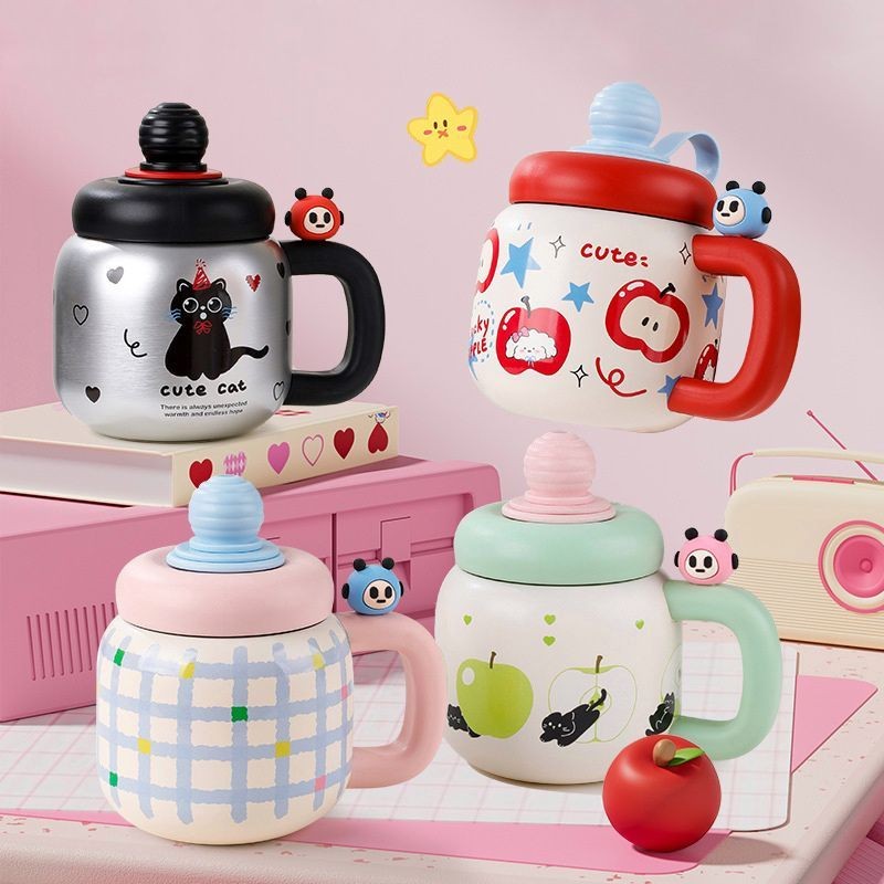 Gelas Mug Chubby 800ml Stainless SUS 316 / Gelas Minum Mug Lucu / Gelas Mug Kantor [823]