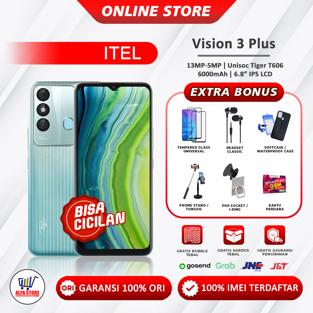Itel Vision 3 Plus VISION 3 PLUS Ram 4Gb+3Gb up to 7/64Gb Garansi resmi by infinix