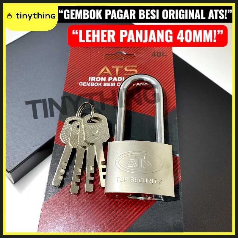 ATS Gembok 40 Panjang Pagar Gembok Pintu Rumah ATS Gembok Putih 40 mm 40mm Leher Panjang Chrome Gemb