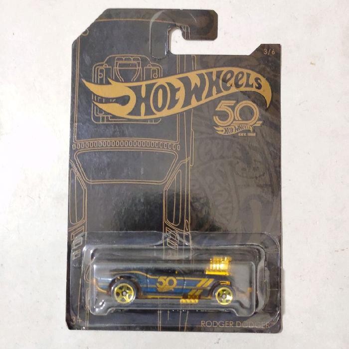 Hotwheels Hot Wheels Rodger Dodger black gold 2018 50th Anniversary Editions hitam emas
