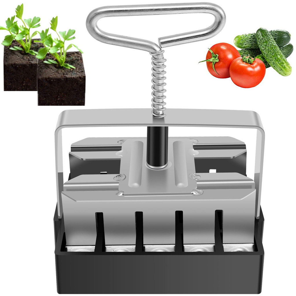 Mini Soil Blocker 3/4inch 20 Cell Manual Soil Block Maker Handheld Seed Block Maker Tool Metal Garde