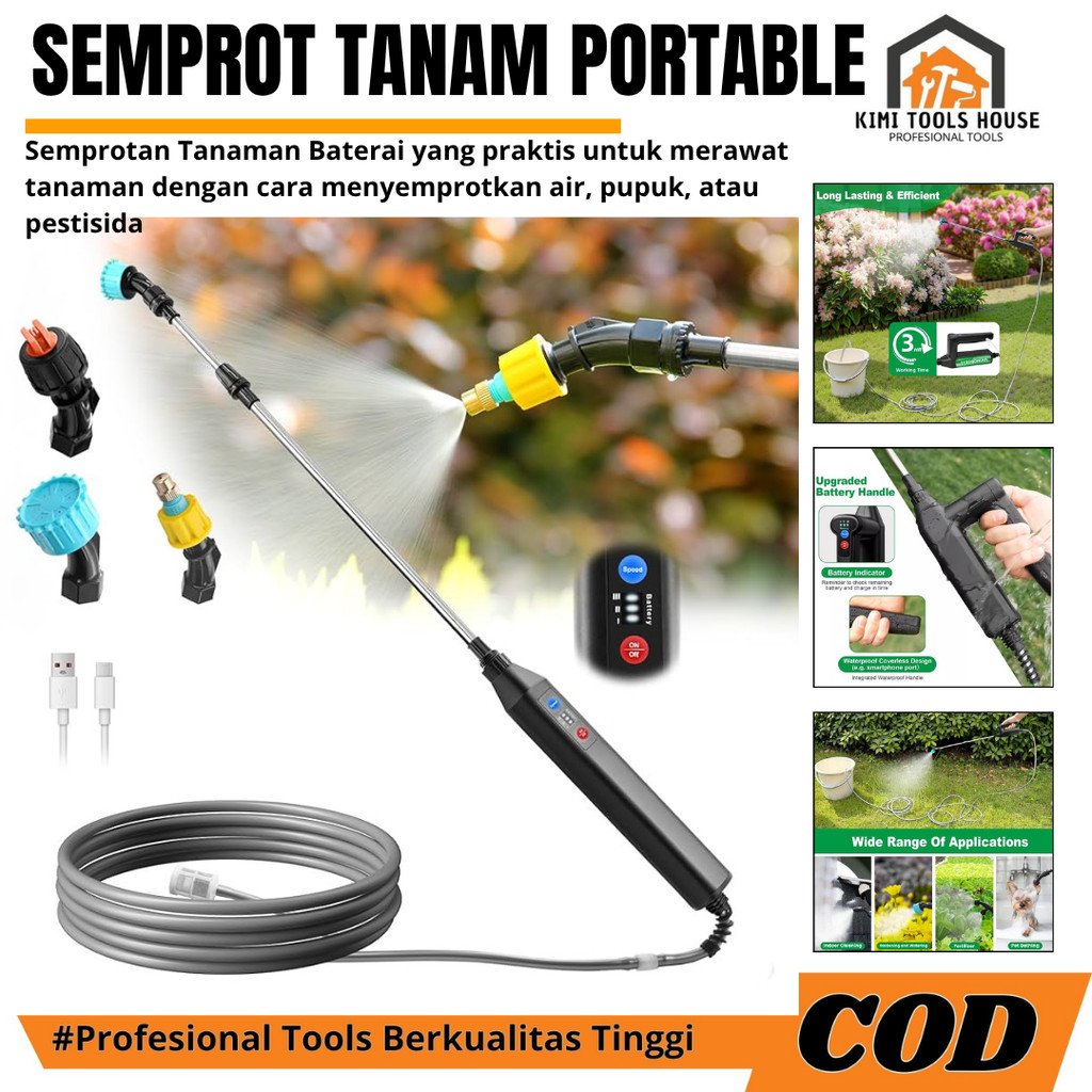 Kimifarmhouse Semprot Tanaman Elektrik Portabel Mini 2000Mah penyemprot Pupuk Cair Pestisida Tanpa T