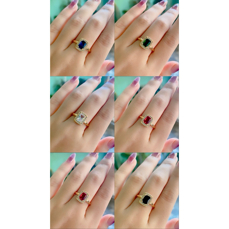 Cincin Emas Dewasa 5 Batu Giok XUPING Lapis Emas
