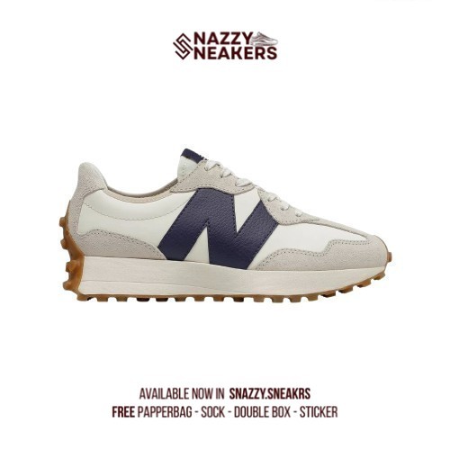 Sepatu New Balance  327 Trainers Off White Navy Sneakers Original unisex