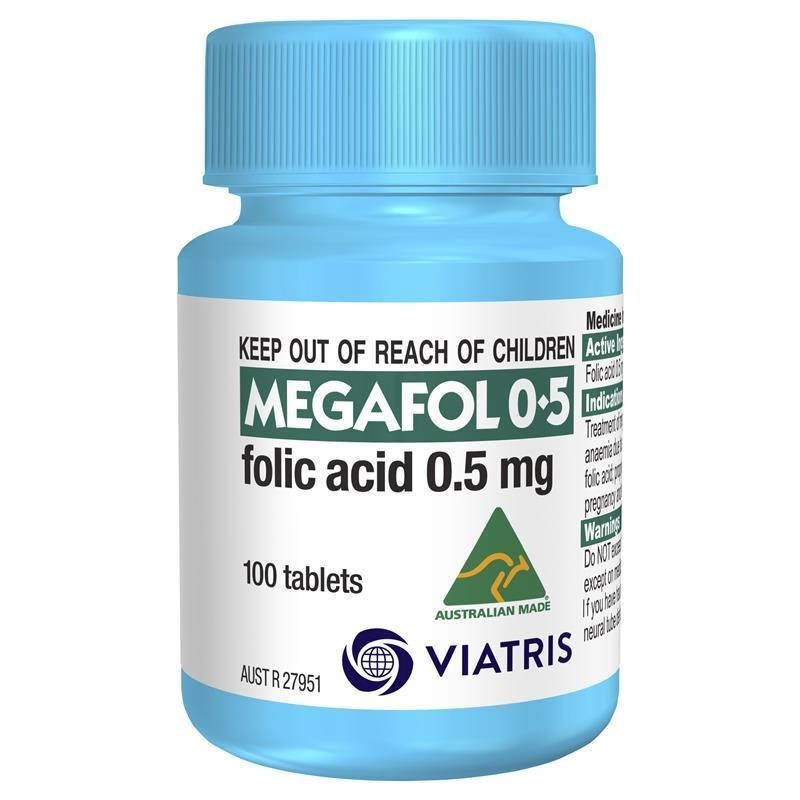 Megafol 0.5mg Folic Acid Tablets 100 asam folat