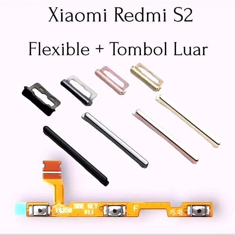 FLEXIBLE ON OFF VOLUME + TOMBOL LUAR COMPATIBLE REDMI S2 ( 1 SET )