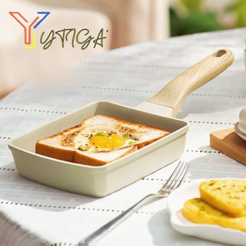 Panci Tamagoyaki Granit Putih penggorengan telur anti lengket omelet Anti lengket 18CM