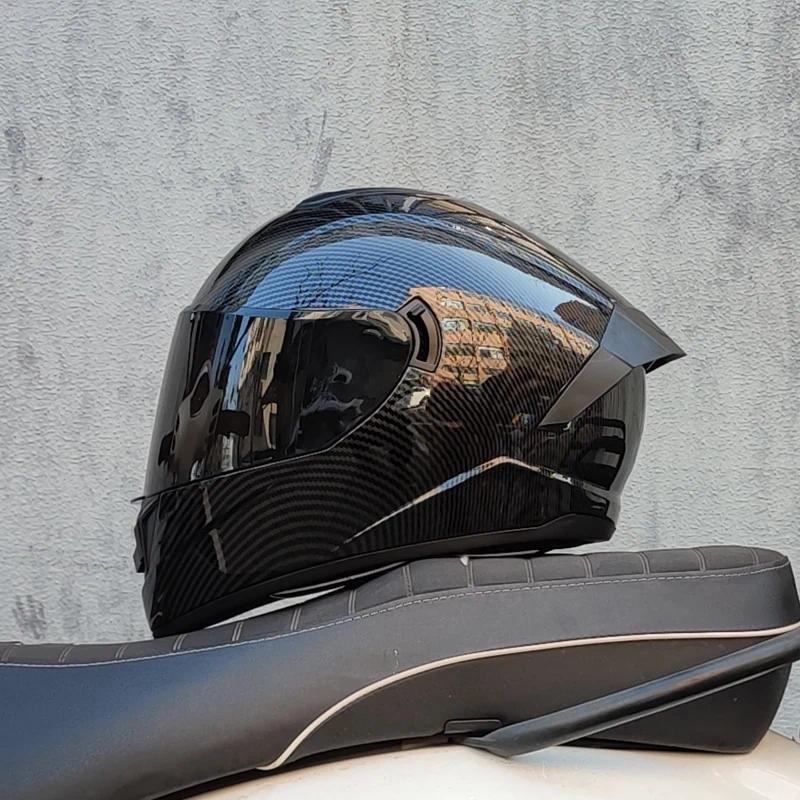 Helm Balap Full Face Musim Dingin Hangat dengan Double Visor Helm Sepeda Motor Helm Olahraga LVS-701