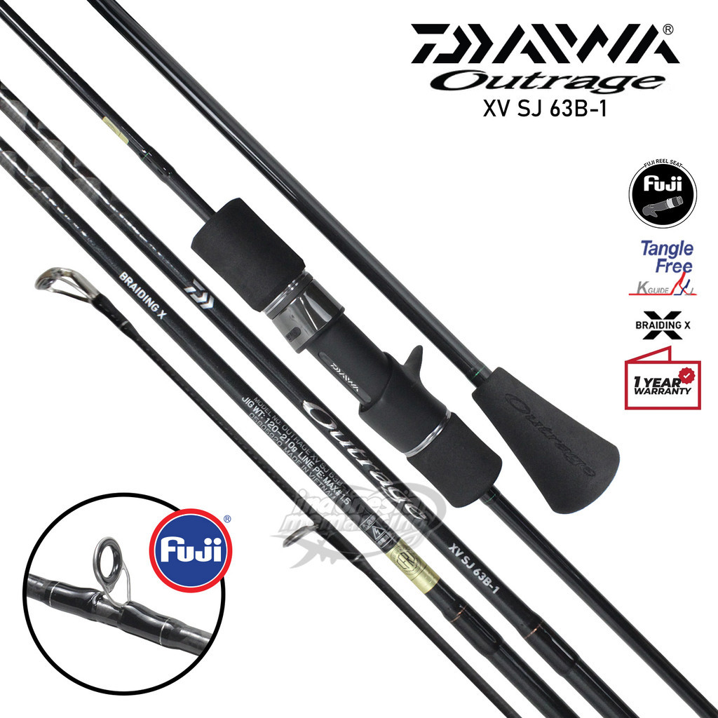 Joran DAIWA OUTRAGE XV SJ || PE1.5 PE2 PE3 || 191cm || 2 Pieces || OH || Jigging || Resmi
