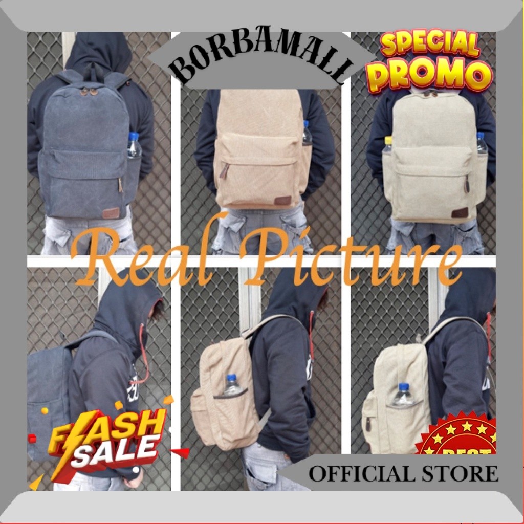 WYK10 Tas Ransel Kanvas Backpack Canvas Polos Tas Laptop  TKM TKMOS