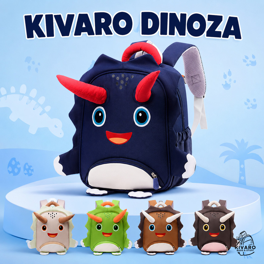 Kivaro Dinoza Tas Anak Dinosaurus PAUD TK Unisex Umur 2-6 Thn 34cm | 663