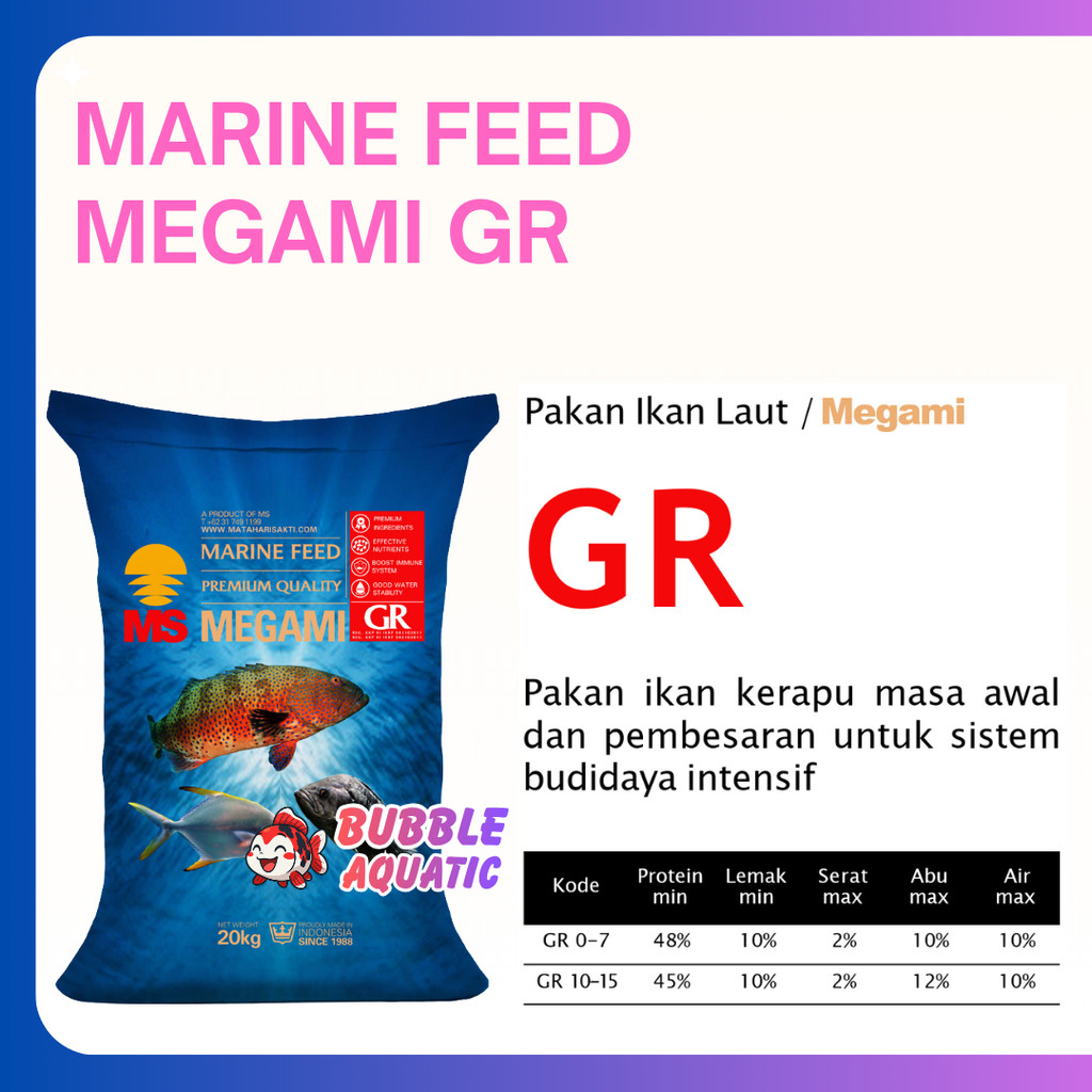 Pelet MEGAMI GR Kemasan Repack 500gr / 1.000gr