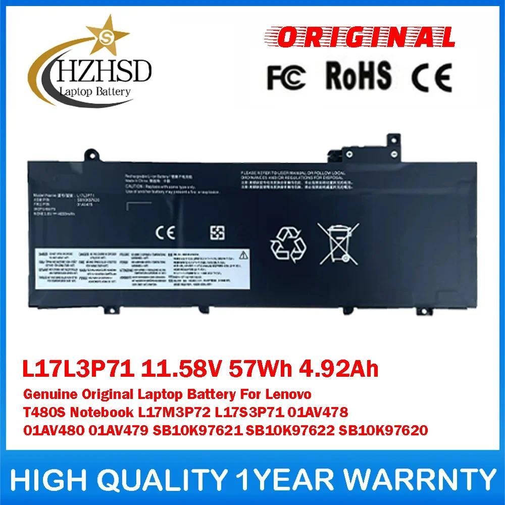 L17L3P71 11.58V 57Wh 4.92Ah Genuine Original Laptop Battery For Lenovo T480S Notebook L17M3P72 L17S3