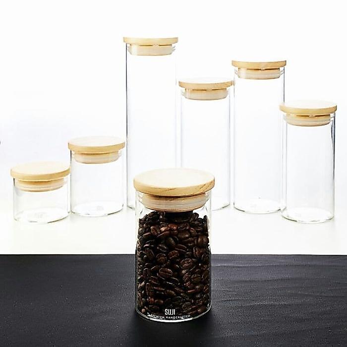 Tabung Kaca Kedap Udara 300 ml untuk Biji Kopi atau Teh
