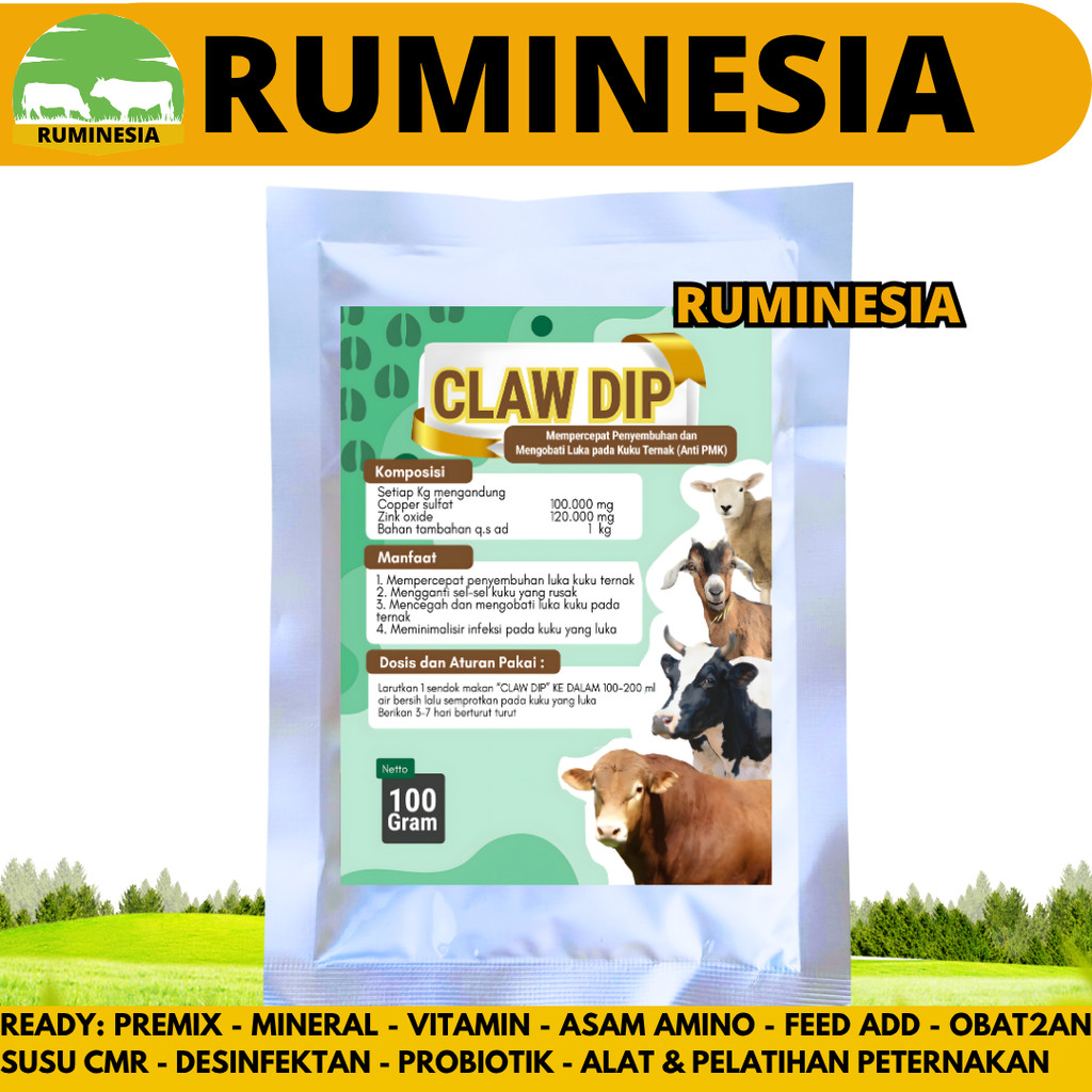 CLAW DIP 100 GRAM - Obat Kuku Sapi - Mengobati Luka Kuku Teracak & Kulit Sapi - Mencegah Infeksi Kuk