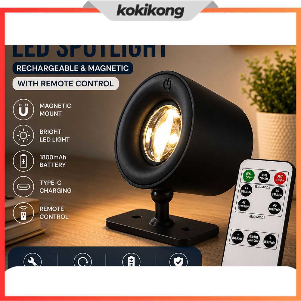 Lampu Baca Magnetik Wireless Led Spotlight Rechargeable 1800mAh - JG001