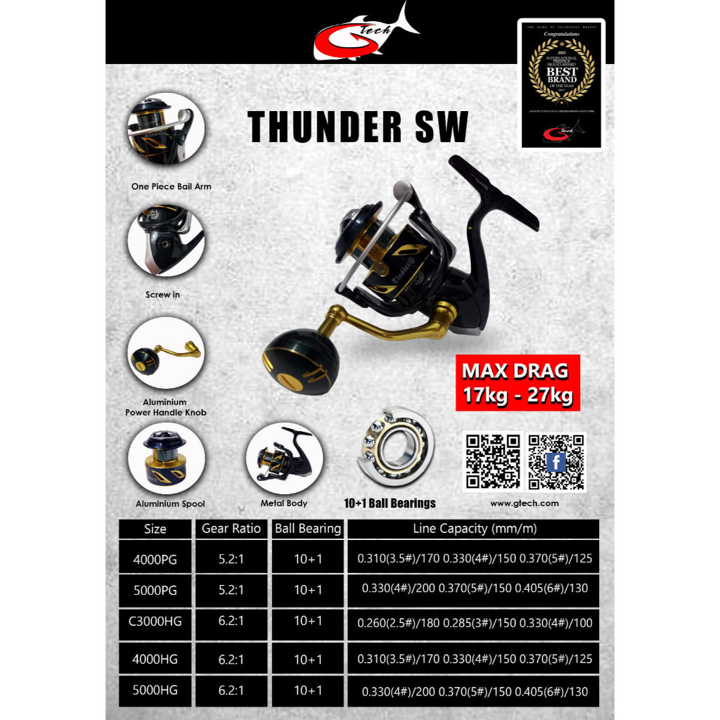 Reel SPINNING GTECH THUNDER SW