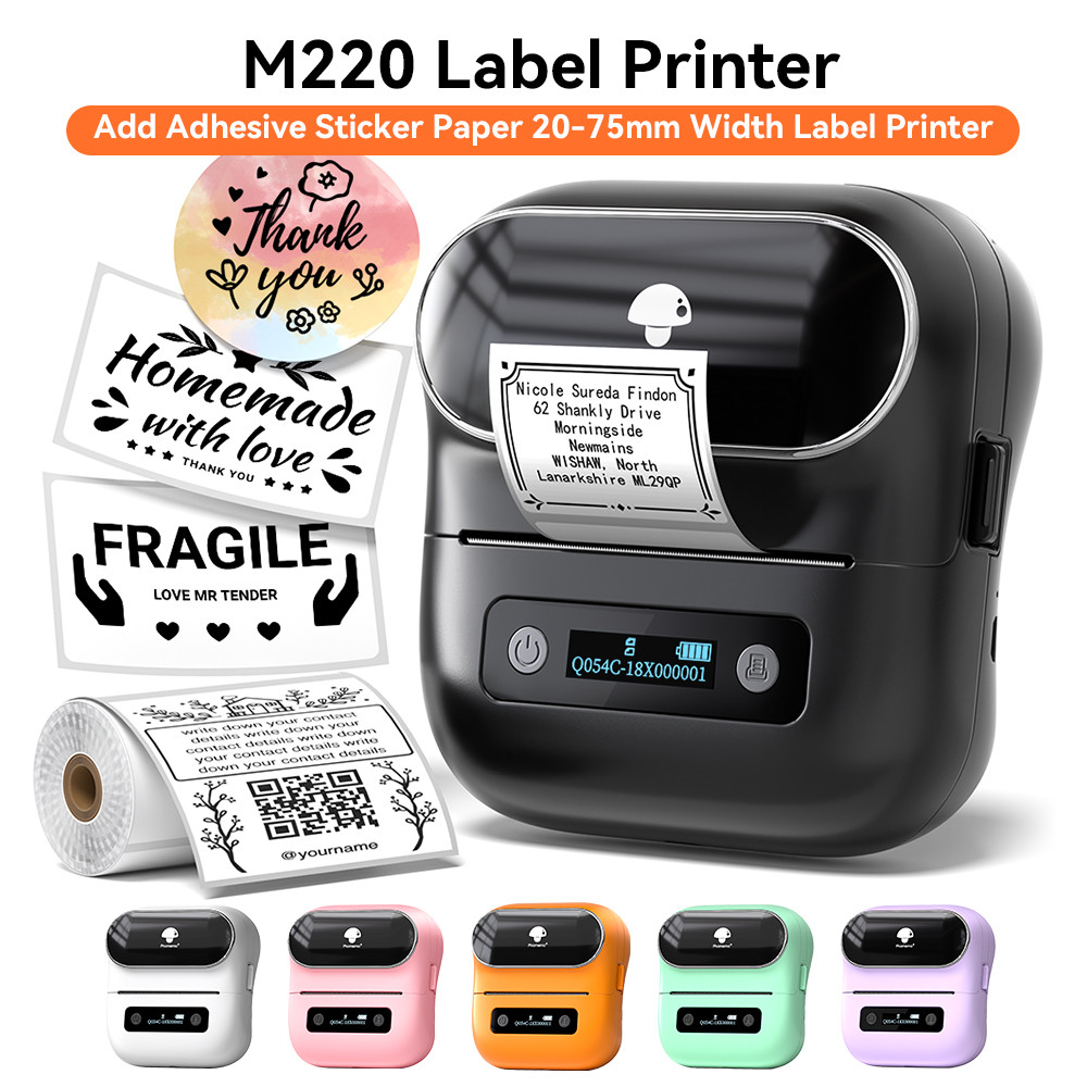 

Phomemo M220 Portable Label Printer Wireless Bluetooth Thermal Label Maker 75mm Price Label Barcode for Home Office Supermarket